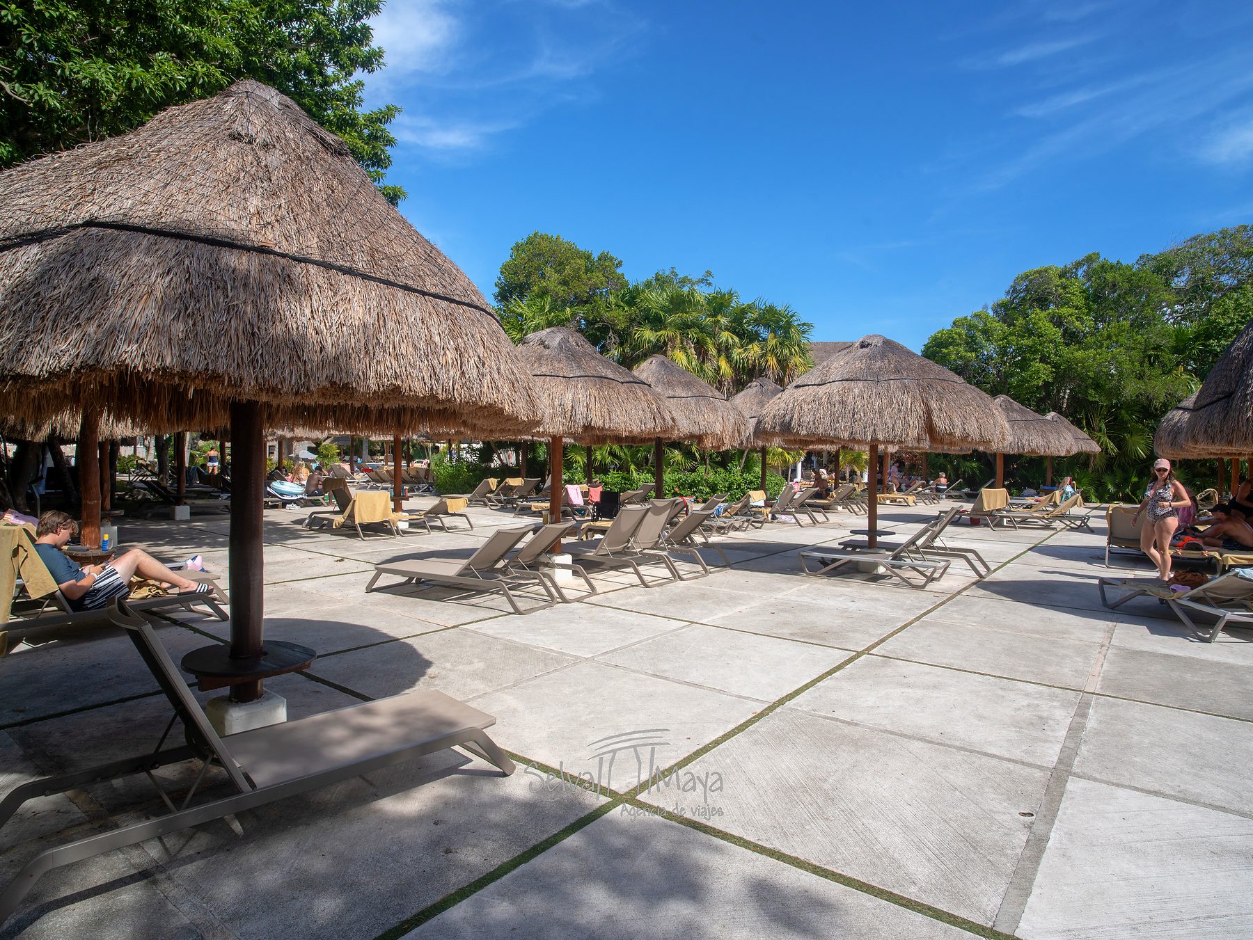 Camastros y palapas del Grand Sirenis Riviera Maya