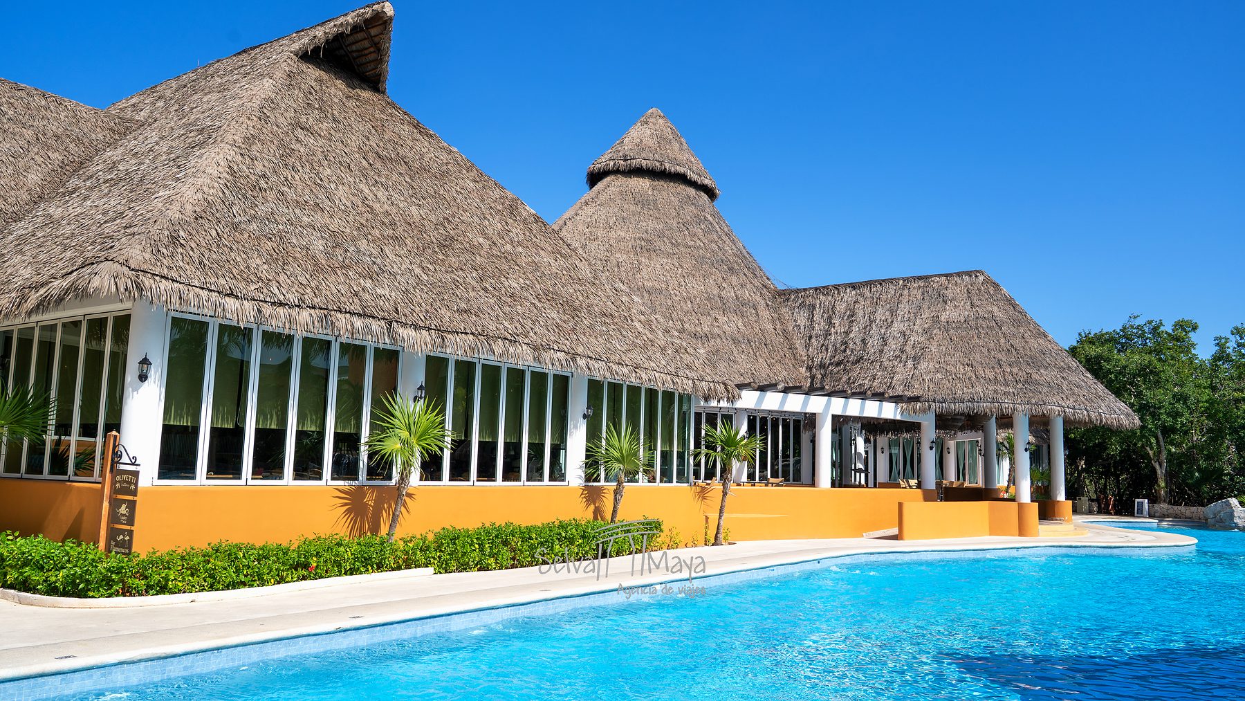 Edificio de palapa junto a la alberca en Iberostar Selection Paraíso Lindo